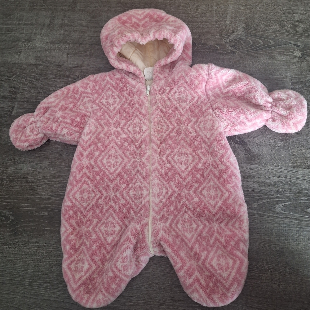 Vintage 80/90s Baby Gumballs Claire Pink Fleece Bunting Suit Nordic Fair Isle